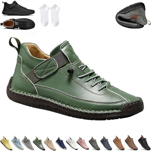 Beelovy Shoes for Men, Easestep Leather Sneaker, Soft Comfort Orthopedic Support, Slip on Lightweight Loafers