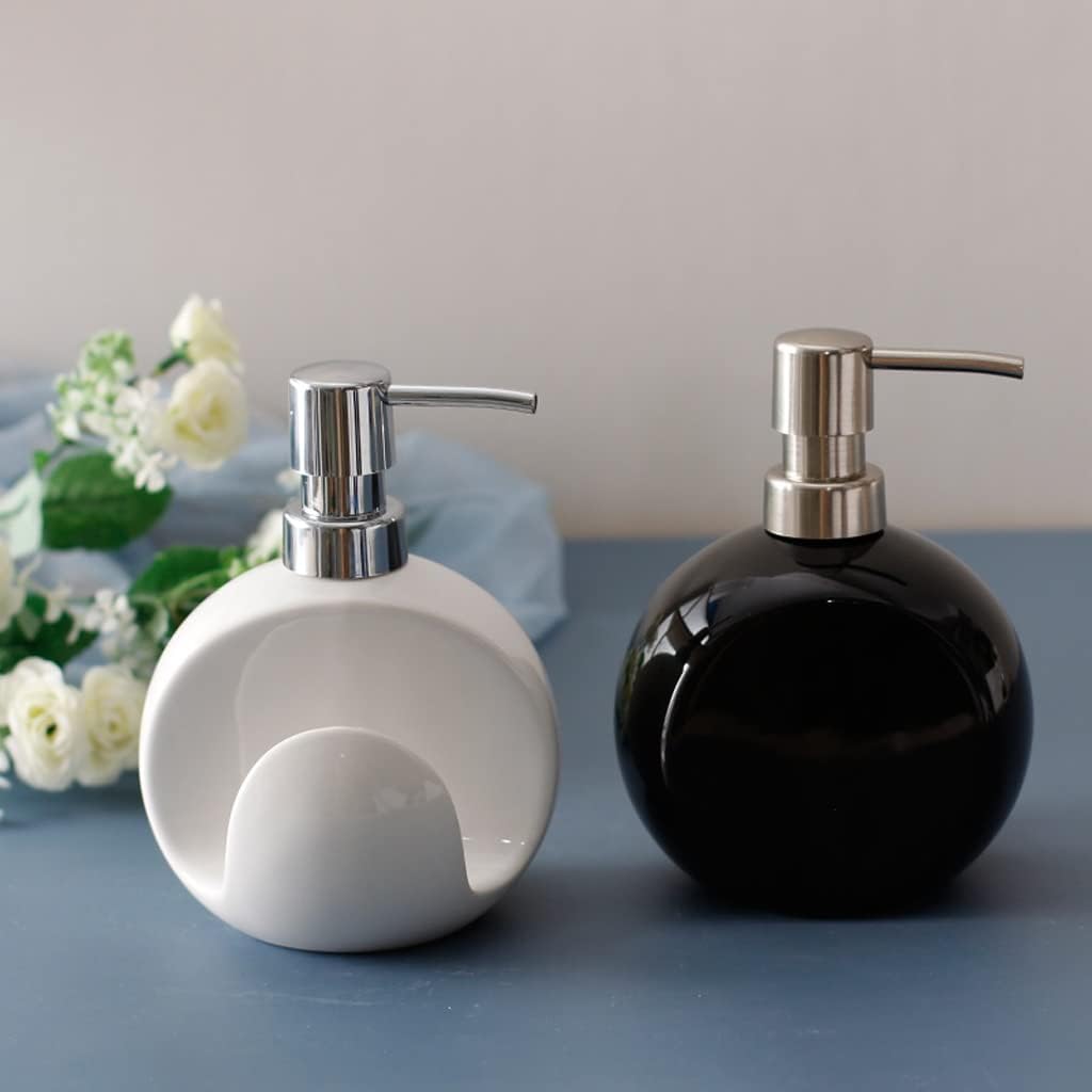 Pump Bottle Dispenser,Lotion Pump Bottles,380ml Ceramic Soap Dispenser, Bathroom Kitchen Soap Dispenser, Hotel Bottled Soap Dispenser, Suitableffor All Kinds Of Liquids Liquid Soap Dispenser(Black)
