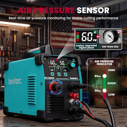 Image of Bestarc 50A Plasma Cutter Machine [Pilot Arc], 110 /220V Dual Voltage, 3 /4 inch Max Cut on Steel, Aluminum & Copper, LED Display, Air Sensor, Post Flow, 2T /4T Mode DIY, Home Garage & Workshop