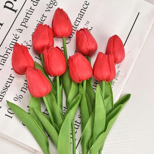 WZBAO 3/5/10 STK. Künstliche Tulpenblumen, künstlicher Blumenstrauß aus PE, künstliche Blumen für Hochzeitsdekoration, Blumen, Hausgartendekoration, D, 3 Stück