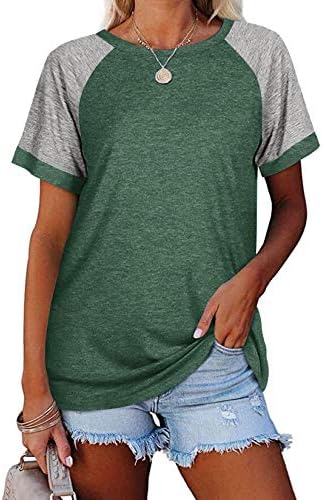 Fallorchid Women's Short Raglan Sleeve T-Shirts Casual Color Block Tops
