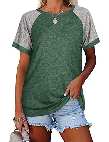 Fallorchid Women's Short Raglan Sleeve T-Shirts Casual Color Block Tops #TOP6