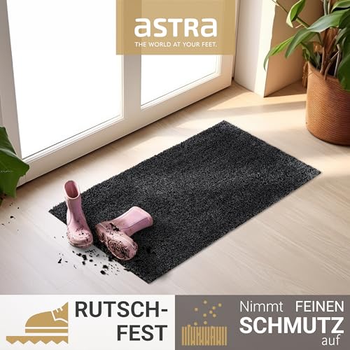 Astra Fussmatte innen rutschfest - nachhaltige Schmutzfangmatte waschbar 30°C - Türmatte PVC-FREI - Fußabtreter pflegeleicht - Fußmatte 60x100 cm anthrazit
