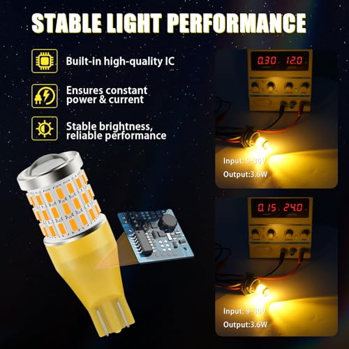 Image of iBrightstar 921 LED Bulb Amber, T15 912 LED Turn Signal Light Bulbs Super Bright for Vehicle Blinker Lights, 2 Pack