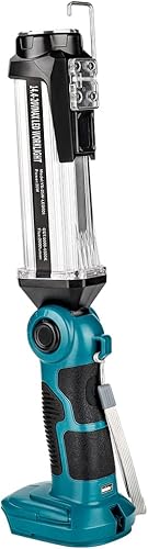 Luz de trabajo LED inalámbrica para Makita batería de iones de litio de 18 V Hiesuan 35 W 2000 lúmenes linterna portátil para acampar con gancho