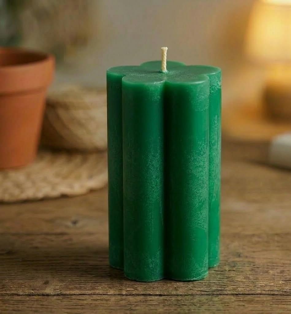 Flower Shaped Scented Pillar Candle, Pack of 1 (Green, Greenapple)-image-40
