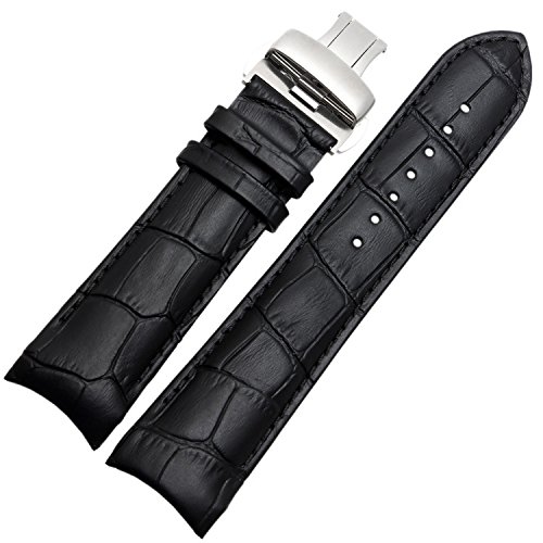 EwatchAccessories 22mm Black Curved Leather Watch Strap Fits Curvedend Watches With Buckle (B0B2N53WRL) Amazon Price History, Amazon Price Tracker