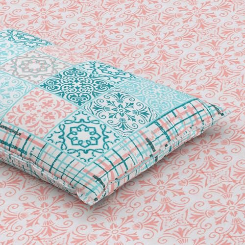 Image of Mafatlal 144 TC Sanskriti Cotton King Bedsheet | 90 x 108 Inches | Traditional Design | Smooth, Long-Lasting & Soft | 2 Pillow Covers | Gossamer Pink