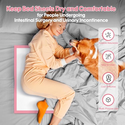 Image of BinetGo Pink Disposable Pee Pads for Dogs, 25 Count 24 inch x 35.5 inch X-Large Wee Wee Pads for Dogs Urine, Extra Absorbent Unscented Puppy Pads, Pet Training Pad for Dog, Pink Doggy Pee Pads for Indoors