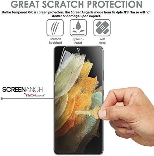 TECHGEAR [3 Pack] Screen Protector fits Samsung Galaxy S21 Ultra [Screen Angel Edition] [In-Display Fingerprint Support][Case Friendly] [Bubble Free] [FULL Screen Coverage] HD Clear Flexible TPU Film