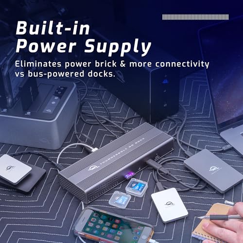 Image of OWC Thunderbolt Go Dock, 11 Ports, Built in Power Supply, 90W Charging, TB4 (USB-C), USB, HDMI, 2.5GbE, SD, Also Compatible with USB-C Devices, Supports Thunderbolt Share