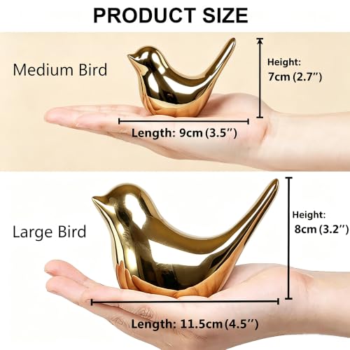 FANTESTICRYAN Small Birds Statues Home Decor, Modern Style, Gold, M&L 2pcs - Image 4