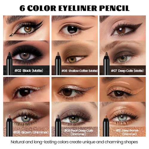 Set de 6 delineadores gel mate y metálico, tonos marrón y negro miniatura 2
