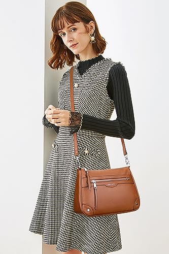 Image of Over Earth Soft Genuine Leather Crossbody Bags for Women Medium Shoulder Purses Hobo Handbags with Multi Pockets