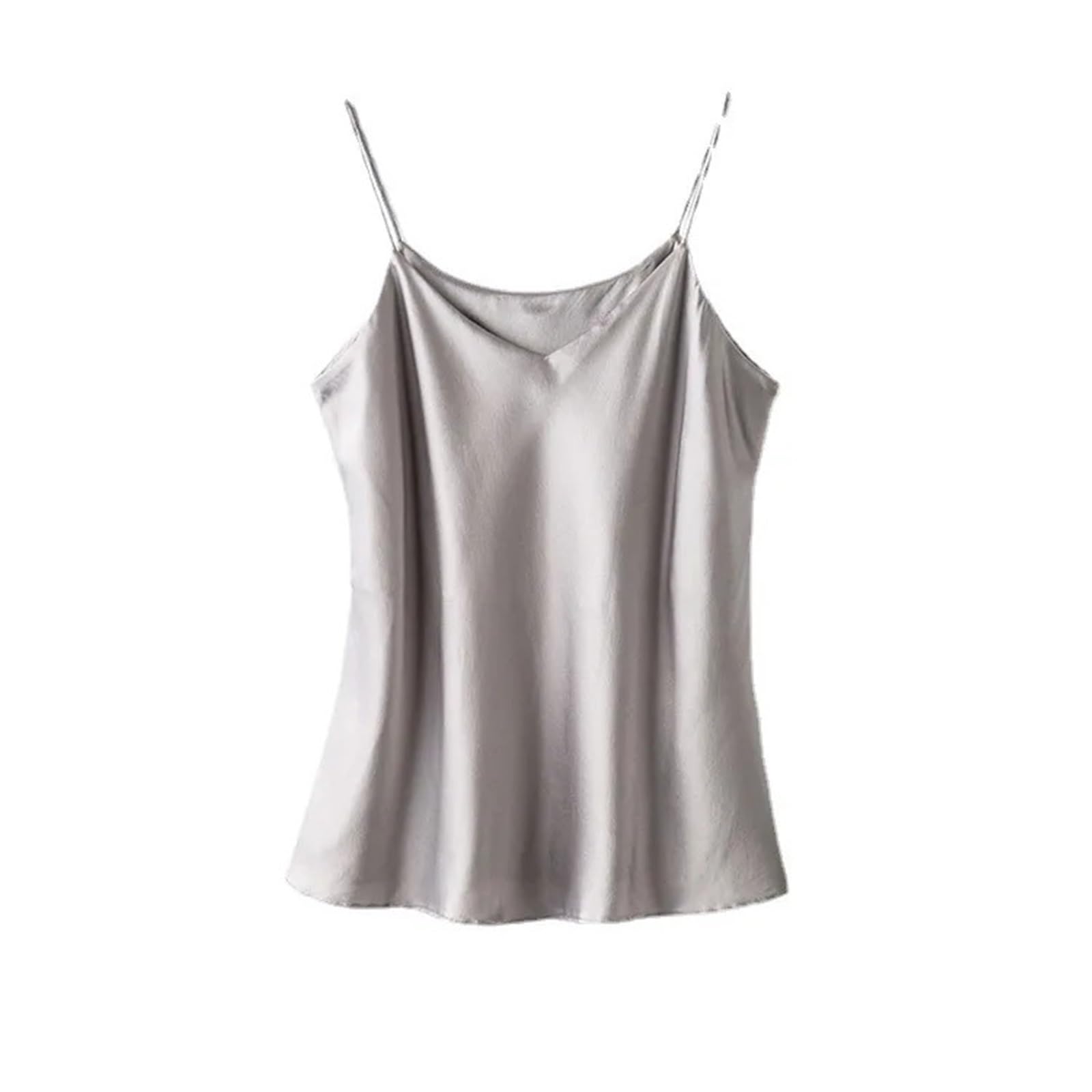Top de Camisola de Seda Camisola de Seda Doble Capa for Mujer, Bandeau Morera, Camisetas sexys con Cuello en V, Chaleco Verano para IR al Trabajo