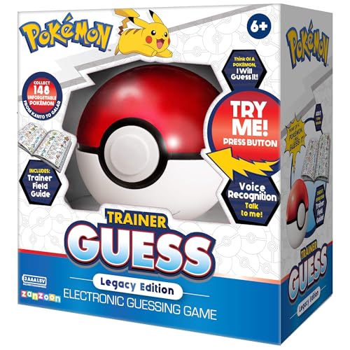 Pokemon Trainer Guess - Legacy - Electronic Guessing Game, Collect 148 Iconic, Field Guide, Talk to Your Light & Sound Poke Ball, Kids 6+ Brown Box Packaging