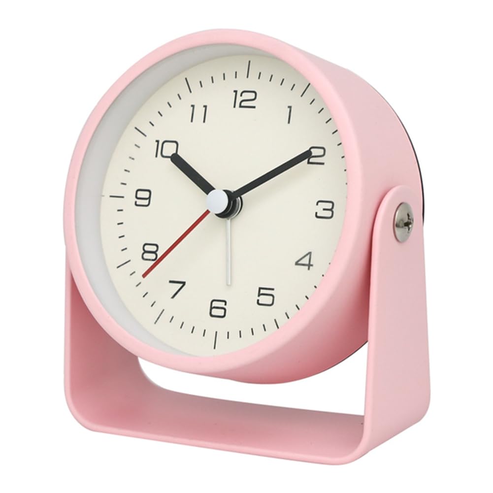 CTRLZS Small Metal Alarm Clock Quiet Desk Clock for Students for Room Desk Decoration A