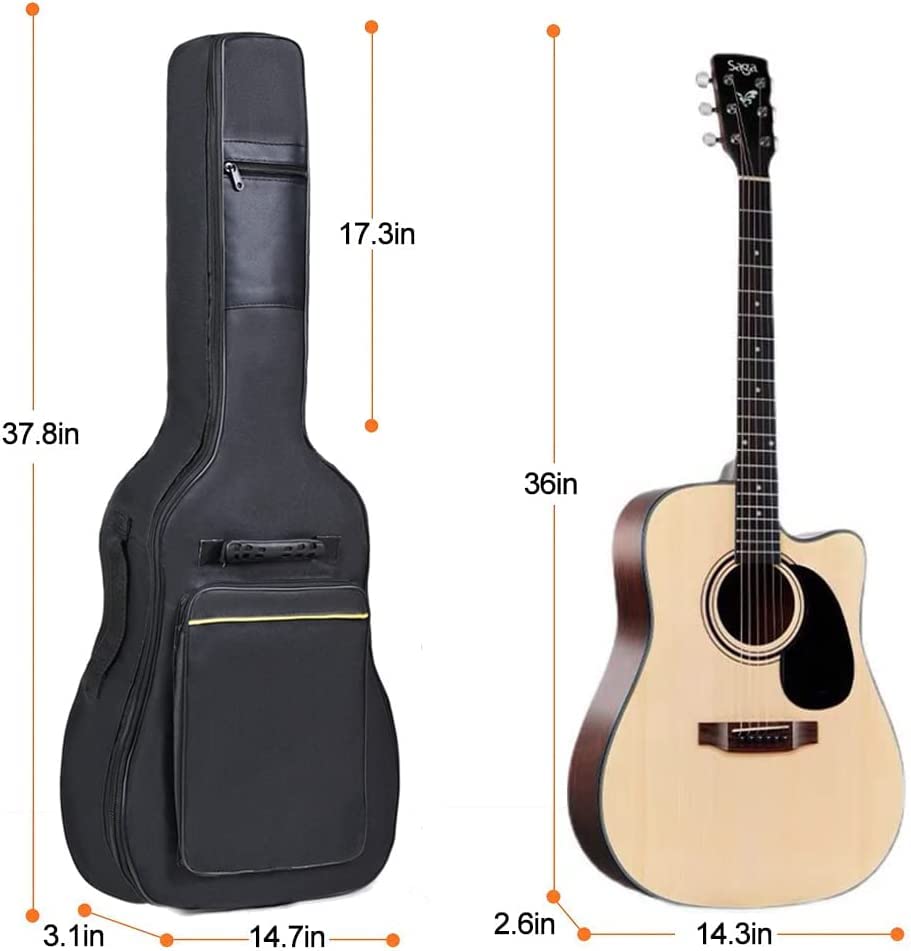 GLOW WINGS 36 Inch Acoustic Guitar Gig Bag Waterproof Dual Adjustable Shoulder Strap 5mm Padding Backpack with Accessories -for 36" Acoustic Classic Guitar 1
