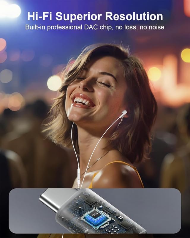 KIXWAY Type C Headphones for iPhone 17/16/15 Pro Max, Samsung S22 - Image 4