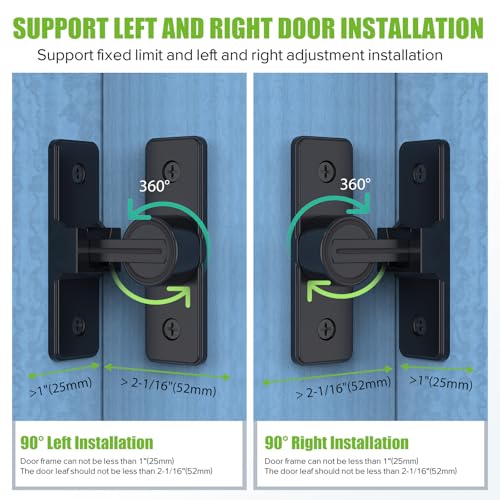Image of Barn Door Lock Hardware, Heavy Duty 90 Degree Flip Latch Privacy Lock, Zinc Alloy Sliding Barn Door Latch for Bathroom, Bedroom, Closet, Garage, Shed and Gate (Matte Black-2PCS)