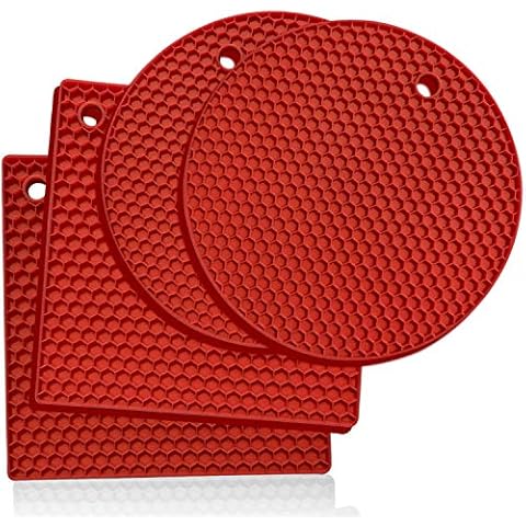 KITCHENATICS Silikon-Untersetzer: 4 Mehrzweck-Topflappen und Untersetzer Cover