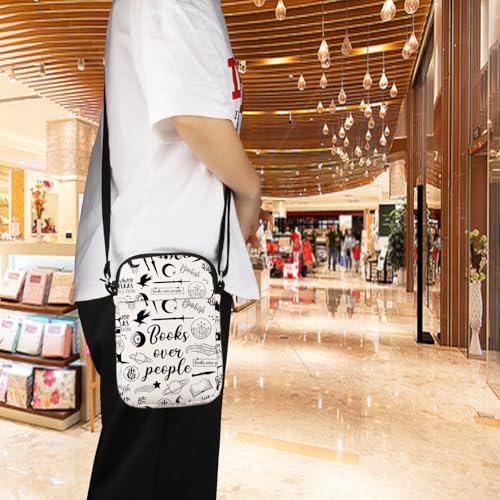 PXTIDY Crossbody Bag Book Series Bookworm Gift Books Over People Book Lover Travel Crossbody Bag3