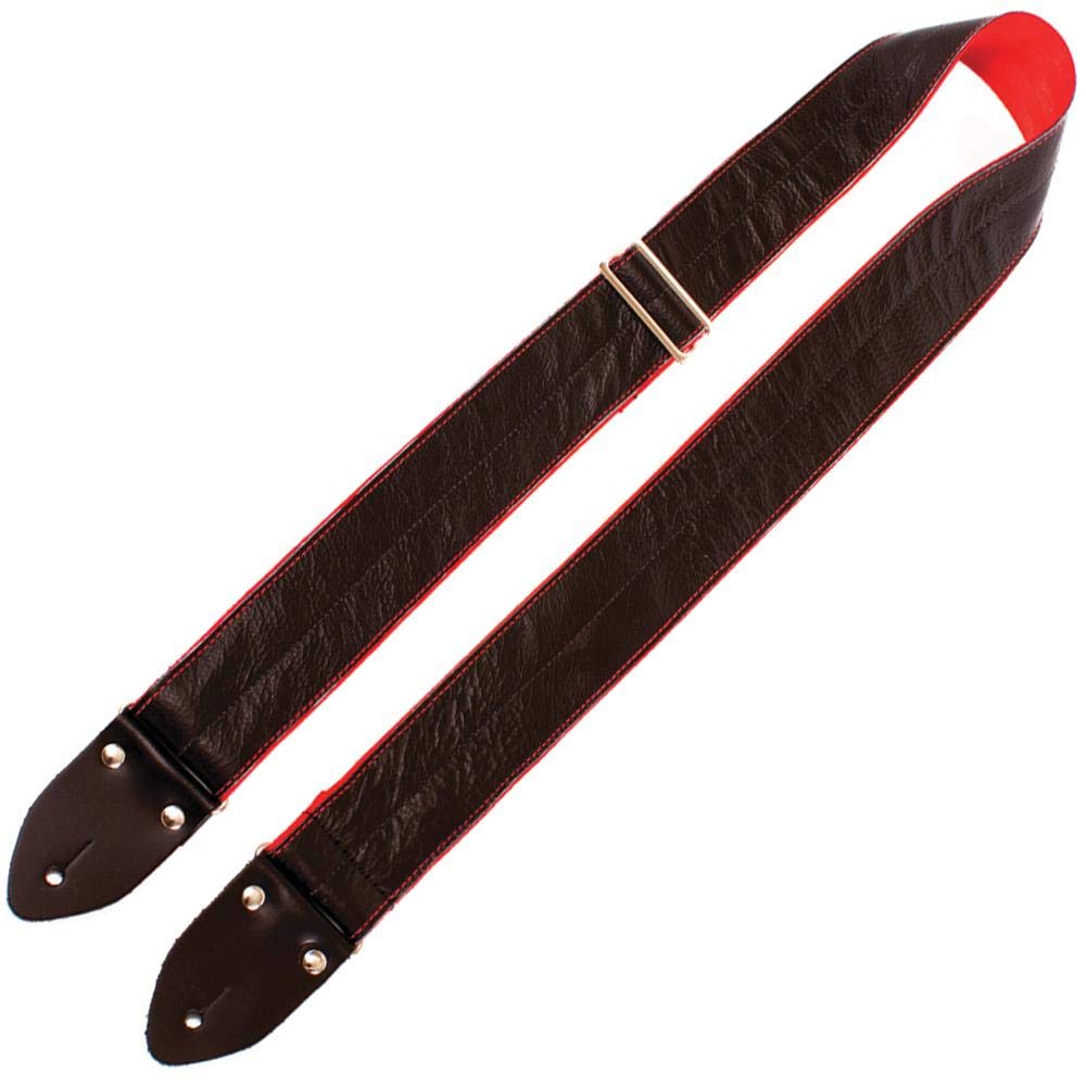 Perri's 7181 Easy Slide - Tracolla per chitarra, in pelle, con retro liscio, colore nero