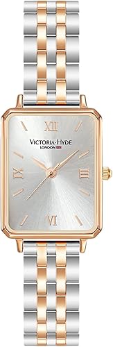 VICTORIA HYDE Relojes de mujer con esfera de madre perla verde para mujer, correa de cuero genuino, caja rectangular clásica