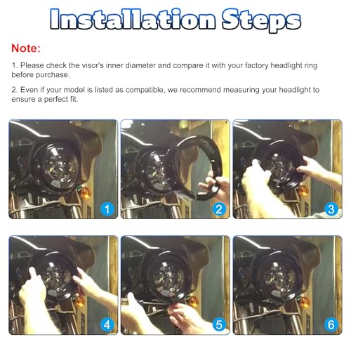 image for OVOTOR 7 Inch Motorcycle Headlight Trim Ring Black Visor Style Easy Cl