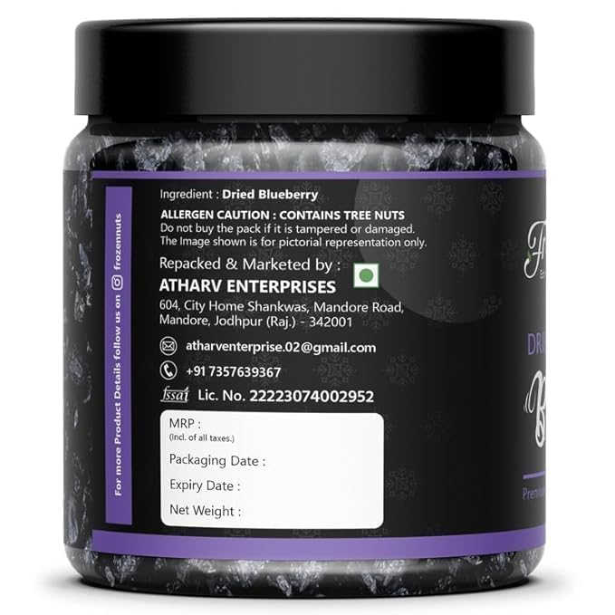 Image of FROZEN NUTS Dried Blueberries 500gm | Sweet & Juicy Natural Berries | Rich in Antioxidants | Healthy Snack for Kids & Adults | Ideal for Smoothies, Baking, Desserts & Snacking | Natural Dried Fruit for Daily Nutrition