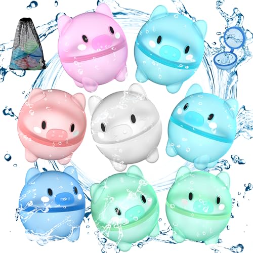 DBPBToU 8/10/12/16 peças balões de água reutilizáveis para crianças, bolas de piscina infantil crianças e adultos, brinquedos de piscina de verão em jogos de piscina para crianças, brinquedos de praia (8 peças)