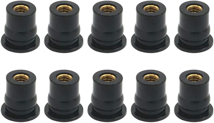 10PCS Rubber Well Nut for Windscreen & Fairing Universal M6 6mm1/2" Wellnuts