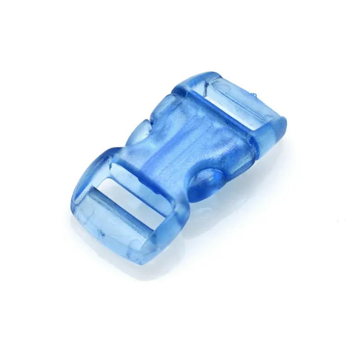 3/8"(10 mm) Jelly Clear Bunte gebogene Mini-Schnallen mit seitlicher Entriegelung für Paracord-Armbänder/Katzenhalsbänder - 1000 Stück - Hellblau