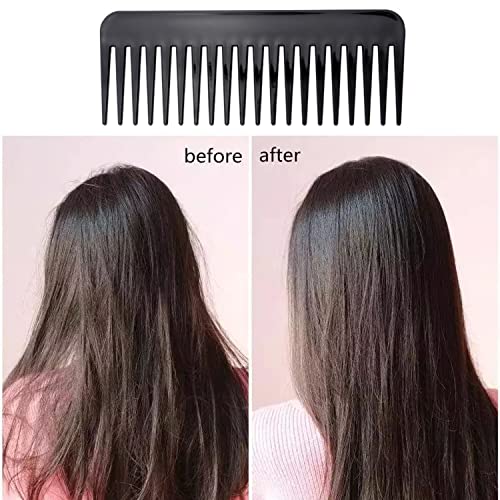 Foto von luoshaPUCY Haarkamm, Breiter Zahnkamm Antistatischer Haar grob Kamm Hair Comb Damen Friseur Styling Kamm für Männer und Frauen Herren (Schwarz)