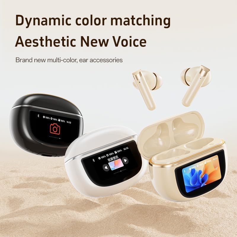 Image of AI Real-Time Translation Earbuds,Wireless Earbuds,144 Languages Ear Buds,Two-Way Translator Earbuds, Bluetooth AI Translation Earbuds,HD Sound Translating Earbuds for Travel, Business (Milky White)