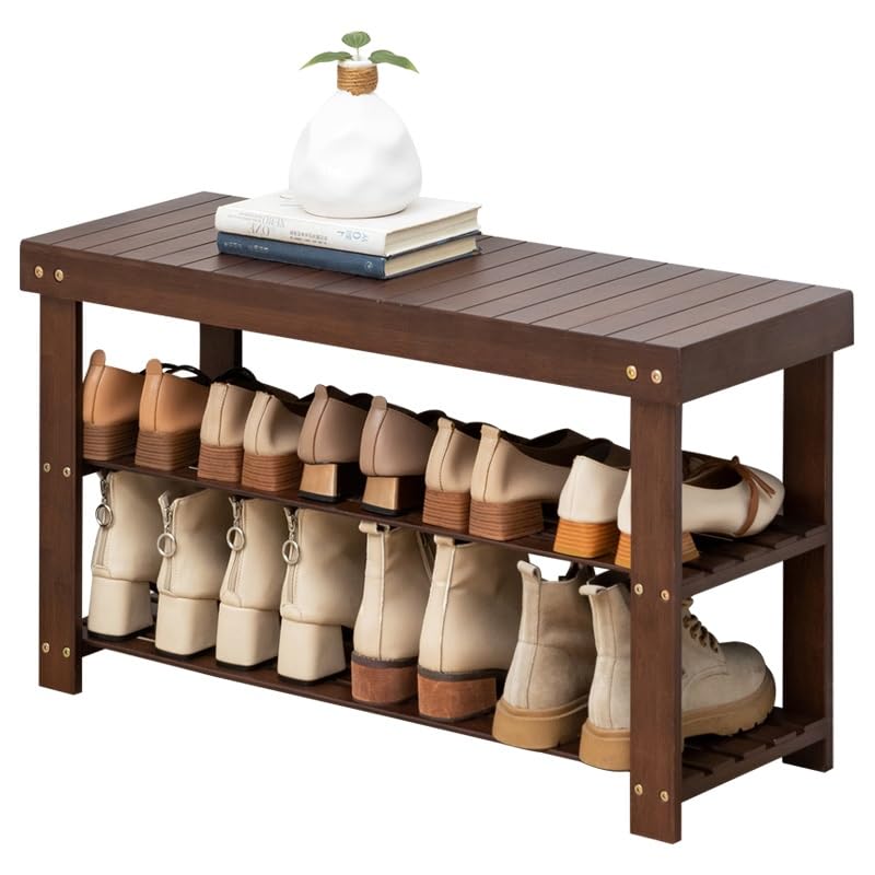 Shoe Changing Stool Home Door Shoe Cabinet Stool One-Piece Long Stool Shoe Wearing Stool Two-Story Shoe Stool Length 66cm/80cm/96cm*Width 25cm*Height 44cm(Brown,96 * 25 * 44cm)
