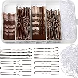 400 PCS Bobby Pins Hair Pins Kit - 100 Brown, 100 U Shape, 200 Hair Bands for Women Girls, Non-Slip Metal Pins, Strong Hold Hair Accessories for Daily Styling and Updos