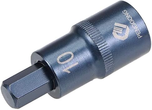 TOP-VIGOR Hex Bit Socket, 1/2" Drive x H10 10mm Allen Key Socket, Premium S2 Steel Bits, Hex Bit with 2" Length for Car, Trucks RepairFor Hand Use Only Blue