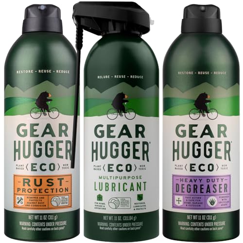 Gear Hugger Lubricant, Degreaser & Rust Remover - Eco-Friendly (11 oz, Pack of 3), Garage Door Lubricant Spray, Heavy Duty Oven Cleaner & Rust Protection - Plant-Bas...