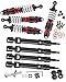 RCMYou RC Shock Absorber & Drive Shaft Upgrades Part for 1/10 Arrma Granite/Senton 4x4 3S Blx Mega 550/Vorteks 3s blx,4PCS Front Rear RC Big Bore Shocks/Axles CVD,Red
