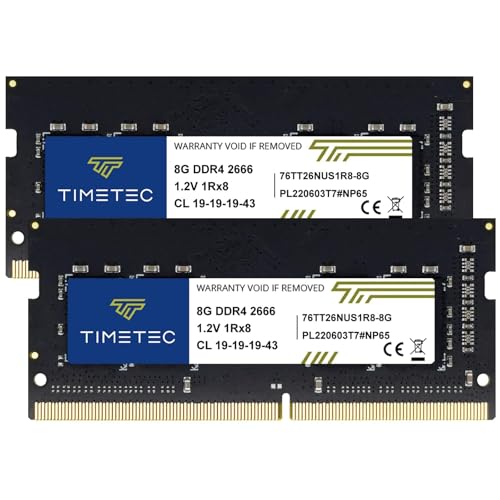 Timetec 16 Go KIT(2x8Go) DDR4 2666 MHz (PC4-2666V) PC4-21300 SODIMM – Non-ECC sans Tampon, 260...
