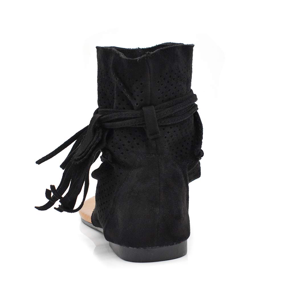 IF Fashion Scarpe da Donna Sandali Indianini Infradito Etnico Frange Pelle Sintetica GLY-105