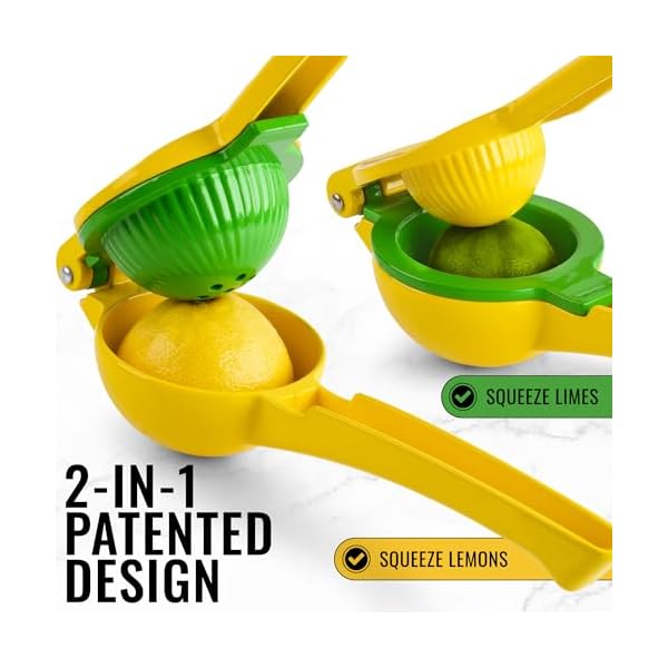 Metal 2-In-1 Lemon Squeezer Manual - Sturdy, Max Extraction Hand Juicer Lemon Squeezer Gets Every Last Drop - Easy to Clean Manual Citrus Juicer - Easy-to-Use Lemon Juicer Squeezer - Image 3