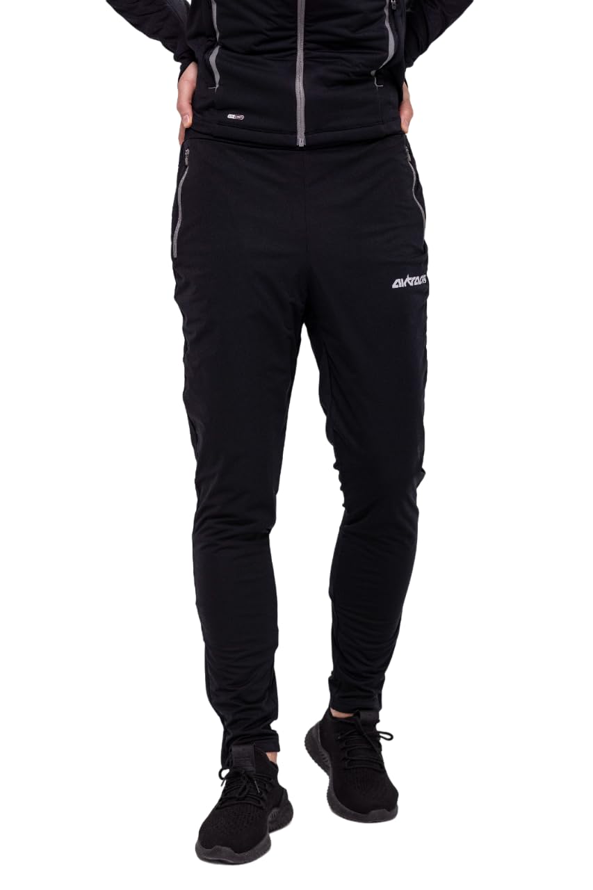 Airtracks Pantalones largos de invierno para hombre Pro Team – Pantalones térmicos para correr – Mallas de correr – cálidas – transpirables – Reflectores