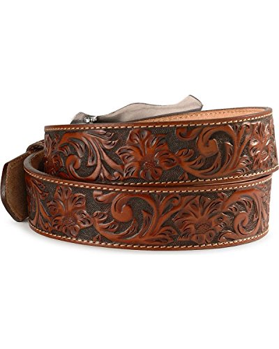 Justin Men's Longhorn Buckle Leather Belt Reg. And Big Tan 422