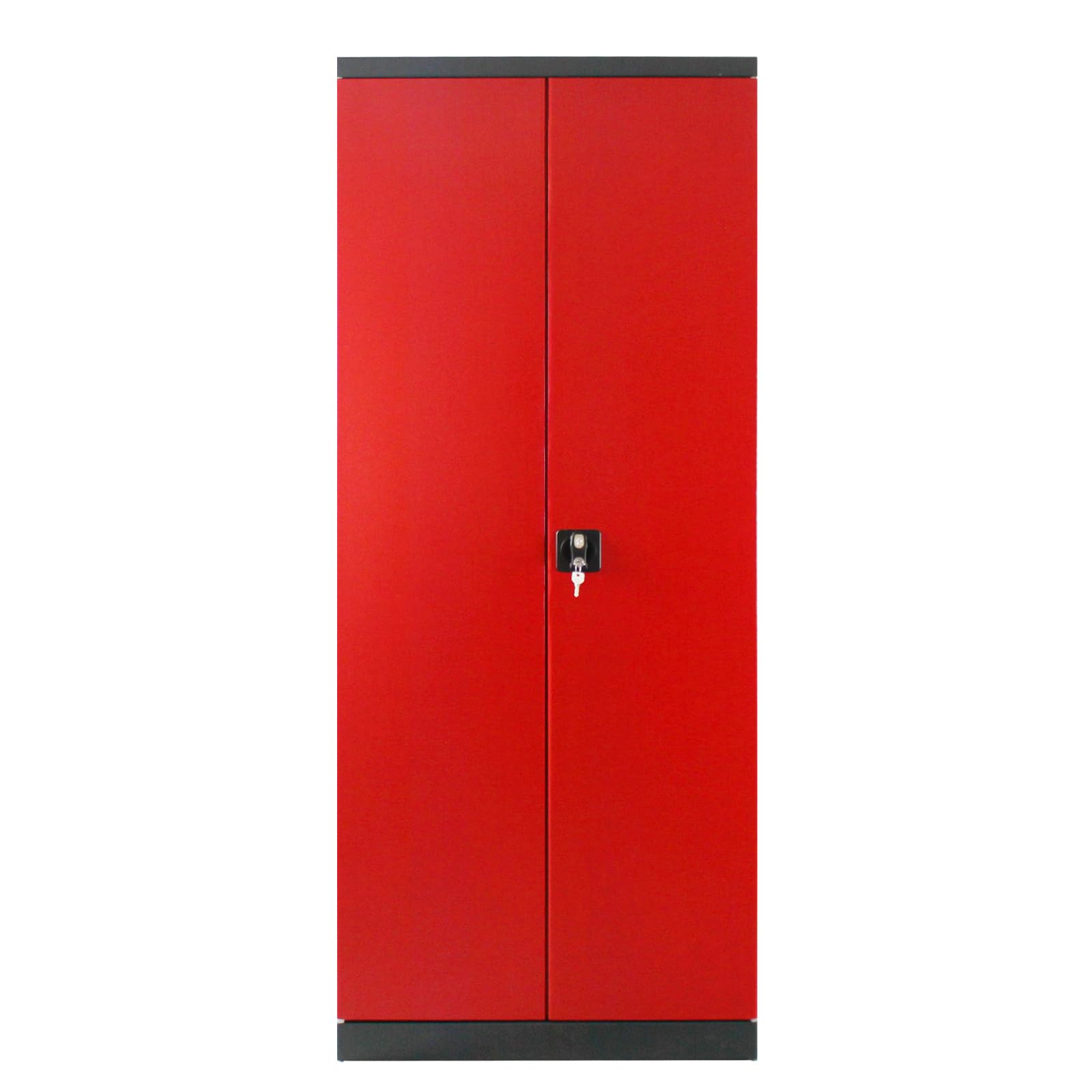 PROREGAL Stahlschrank Owl mit 4 Fachboden | HxBxT 192x78x58cm | Anthrazitgrau/Rot | Büroschrank Aktenschrank Aufbewahrungsschrank