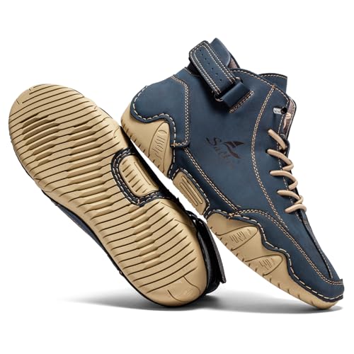 Men's Chukka Boots Non Slip Ankle Boots Leather Casual Boots for Men Slip on Lightweight Loafers Walking Driving Shoes4