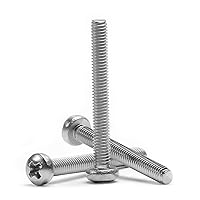 Vista 216 de MroMax 30 tornillos de máquina Phillips de cabeza plana M2 x 0.197 in, acero inoxidable 304 18-8, rosca completa, tornillos de cabeza cruzada gris