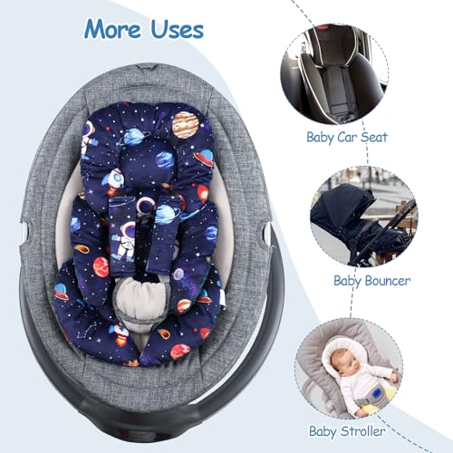 Image of SWESEN Infant Car Seat Insert with 2 Strap Pads, Super Soft Carseat Head and Body Support for Baby Boys and Girls, Reversible Newborn Car Seat Insert Cushion for Strollers, Bouncers, Space