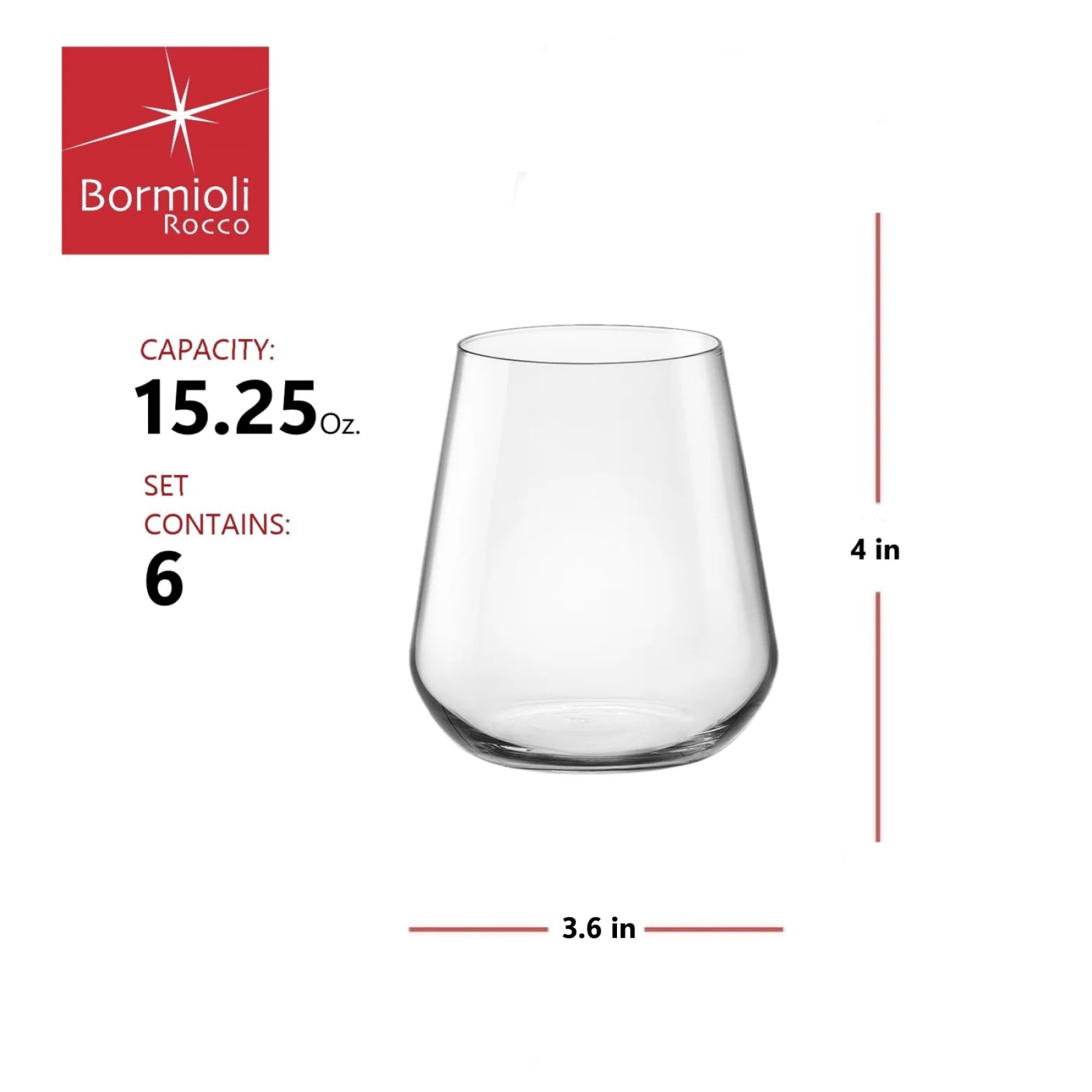 Bormioli Rocco Inalto Weinglas ohne Stiel, 48 ml, 6 Stück